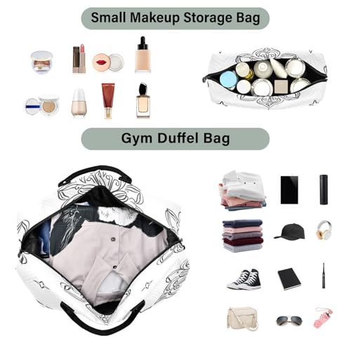 Boho Pattern Travel Duffel Bag Large Capacity Weekender Bag with Toiletry Bag Detachable Shoulder Strap Travel Tote Bag for Women4