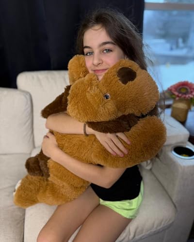 Image of MaoGoLan Giant Dog Plush,31 inches Large Stuffed Animal Dog,Chocolate Brown Fluffy and Cuddly Stuffed Puppy Stuffed Animal Throw Pillow Toy Gift for Puppy Lover,Girls,Kids