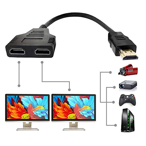 Câble adaptateur répartiteur - 1 entrée 2 sorties / HDMI mâle vers double HDMI femelle 1 à 2 voies pour HDMI HD, LED, LCD, TV, prend en charge deux téléviseurs identiques en même temps