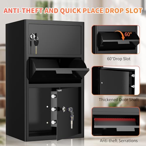 100.8L Einwurftresor | Deposittresor | Tresor mit Einwurfschlitz | Briefkasten Safe | Depository Safes | Deposit Safe mit Drop-Slot | Schlüsseln, 72 * 40 * 35cm,für Bargeld, Büro, Zuhause