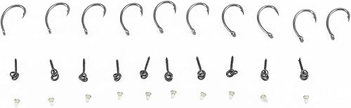 Miniatura 5 de (10 tornillos de bucle+10 ganchos de 6# + 10 paradas de gancho) Kit de aparejo de pesca de carpa, anzuelos de pesca de agua dulce de alta