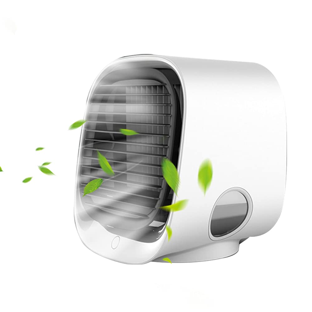Chłodnica powietrza, mały klimatyzator do pokoju, przenośny klimatyzator, wentylator zasilany USB, wentylator stołowy z chłodzeniem wodnym, dla rodziny, klimatyzacji, podróży (kolor biały)