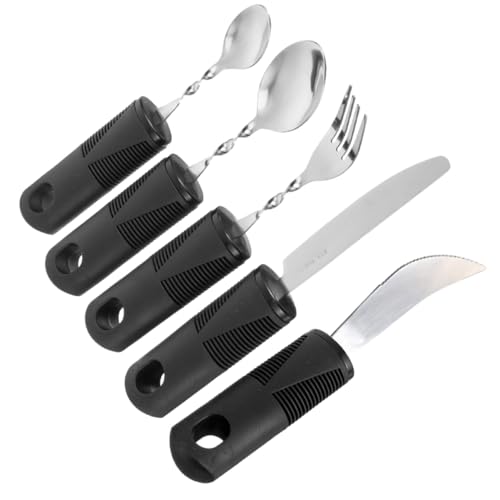 HAWILLOSCH 1 セット 防振食器 者用器具 高齢者用食器 重みのある食器 身障者用食器 私たちの ポータブル適応器具 携帯用大人食器 古い道具 ポータブルカトラリー pp