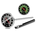Instant Read Meat Thermometer - Stainless Steel Food Thermometer for Grilling, Cooking, BBQ - 1.5-Inch Dial Kitchen Temperature Thermometer with 5.5-Inch Probe for Turkey, Beef, Milk, Tea, Coffee (1)