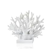 Ottalent Artificial White Coral Décor, Nautical Coral Reef Decorations for Home, Marine Style Decoration, Ocean Themed Cabinet Shelf Tabletop Decor (White)