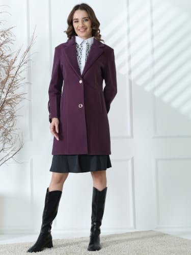 Image of PLAGG Women's Notched Lapel Long Overcoat