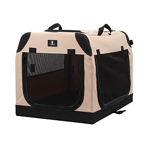 X-ZONE PET Foldable Soft Dog Crate 3-Door Pet Kennels for Dogs and Cats Sturdy Durable Pet Crate for Travel,Indoor&Outdoor Use Multiple Sizes (36-Inch)