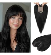 Flufymooz Real Human Hair Toppers for women, 12 Inch Clip in Bangs 100% Human Hair Toppers for Th...