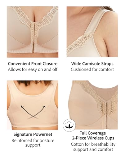 Exquisite Form Women's 5100531 Fully Wireless Cotton Back & Posture Support Bra with Front Closure & Lace4