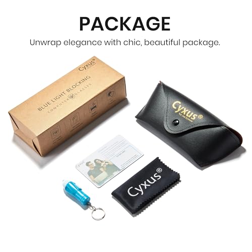 Image of Cyxus Retro Blue Light Glasses Men - Square TR90 Metal Blowline Frame Stylish Trendy for Computer Daily Work 8252