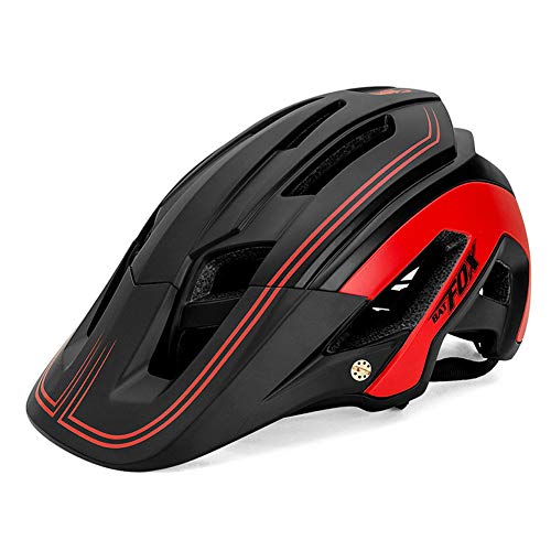 BATFOX Casco de Bicicleta Sombrero de Seguridad para Bicicleta de montaña/Plegable y portátil/Transpirable/Ajustable/Ligero/para Hombres y Mujeres Adultos,Rojo