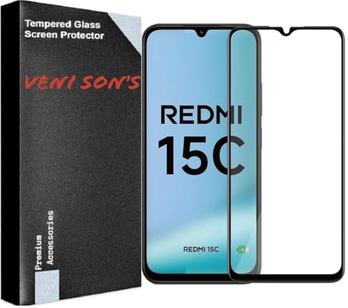 VENI SON'S Scratch And Tear Resistant, Crystal Clear Edge to Edge Tempered Glass Screen Protector Guard Compatible With Redmi 15C