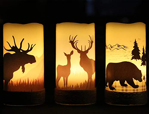 GenSwin-Flameless-Flickering-Led-Candles-with-Hemp-Rope-and-6H-Timer-Battery-Operated-Set-of-3-Real-Wax-Pillar-Rustic-Candles-Warm-Light-with-Deer-Moose-Bear-Decals-Decor-Christmas-HomeD3-x-H6 GenSwin Flameless Flickering Led Candles with Hemp Rope and 6H Timer Battery Operated Set of 3 Real Wax Pillar Rustic Candles Warm Light with Deer Moose Bear Decals Decor Christmas HomeD3 x H6