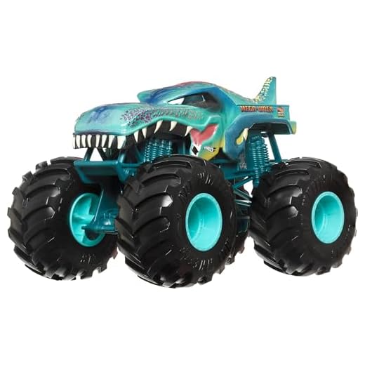 Hot Wheels Monster Trucks - Mega-Wrex Oversize, Veicolo in Scala 1:24 con Ruote giganti e carrozzeria in Metallo, Perfetto per Le acrobazie, Giocattolo per Bambini, 3+ Anni, JDR03