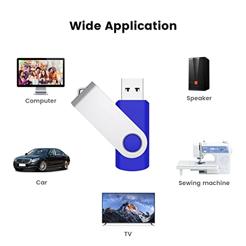 Image of 32GB Flash Drive 32gb USB Flash Drive 10 Pack Thumb Drive Memory Stick Swivel Jump Drive Keychain Design, Mixcolored
