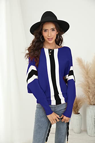 Image of FULIER Women Oversized Boat Neck Batwing Sleeves Dolman Knitted Sweaters Lightweight Pullovers Tops One Size