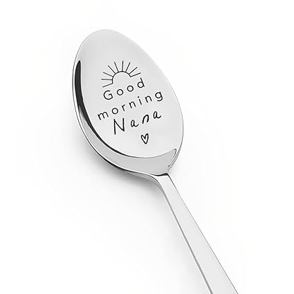 Good Morning Nana Spoon Gift for Coffee Ice Cream Lovers Grandmother Tea Coffee Spoon for Grandma Granny Mother's Day Birthday Gifts from Grandkids Grandchildren