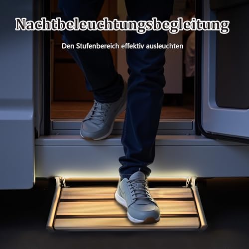 Zertylre Manuelle Wohnmobil Treppe, Faltbar, Manuelle Wohnmobiltreppe, Belastbarkeit 150 Kg, Campingtreppe Aus Edelstahl FüR Wohnmobile(Doppeldecker)