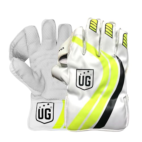 Image of UG Sports | Cricket Leather Wicketkeepers Gloves Pair for Men| Advanced Protection and Enhanced Grip | Durable Construction, High-Density Finger Protection, Ergonomic Design (Club, Green, Junior)