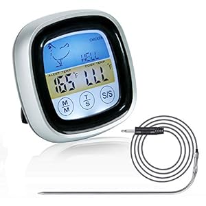 Grillthermometer Digital, BBQ Fleischthermometer Backofen, Bratenthermometer Grill, Ofenthermometer mit Timer Funktion, Küchenthermometer Magnetisch