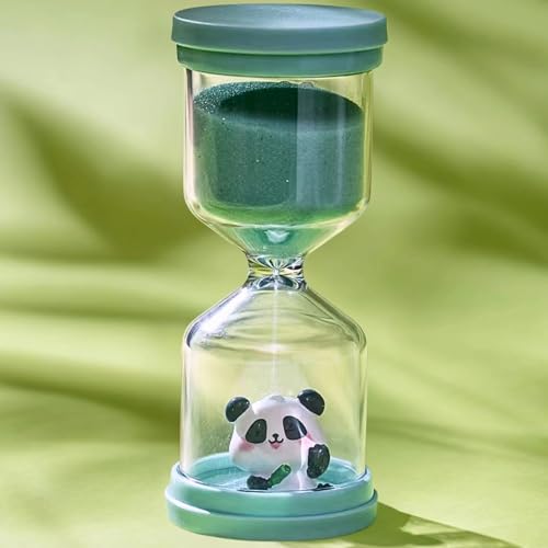Reloj de arena de plástico irrompible de 30 minutos, temporizador panda verde macarón para niños