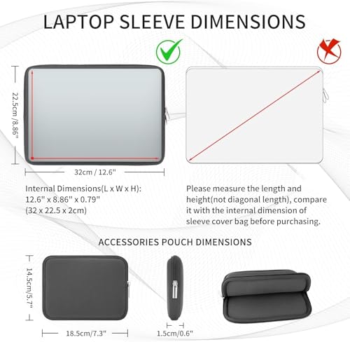 Image of Meyaar Sleeve for MacBook 15 inch & 14 inch, Compatible with MacBook Pro 14-inch M1 /M2 /M3 /M4, Compatible with MacBook Air 15-inch - Soft Padded Fur-Lined with Small Zipper Bag (Grey, for MacBook 15 inch /14 inch)