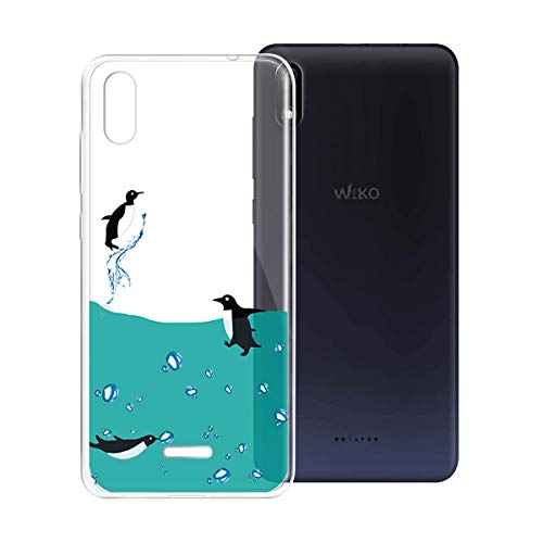 HHUAN Coque pour Wiko Y60 Transparent Cover Souple Silicone Gel Antichoc TPU Eau de Pingouin Housse Etui Protection Bumper Case pour Wiko Y60 (5.45')