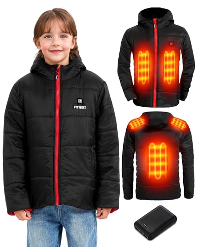 Image of CYCYHEAT Kids Heated Jacket - Boys and Girls Heating Jackets Hoodie Coat With Battery Pack Heated Clothing for Skiing