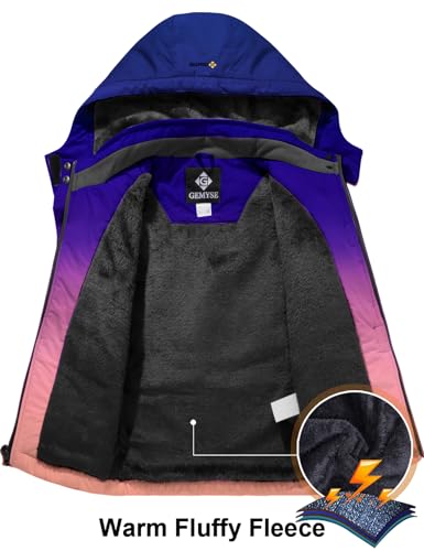 Image of GEMYSE Girl's Waterproof Ski Snow Jacket Hooded Fleece Lined Windproof Winter Jacket