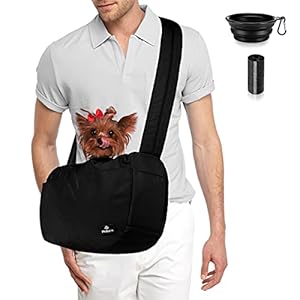 PHILORN Verstelbare hondendraagtas, handsfree huisdier-puppy reistas, huisdier papoose met zachte gewatteerde schouderriem, ademend gaas en extra zakken, voor kleine tot middelgrote hondenkat tot 30 lbs