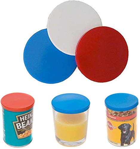 Karrma Ltd. Pet Food Can Covers | Set of 3 Assorted Colours Cat Dog Food Can Covers BPA Free Storage Cat Dog Pet Food Tin Lids Reusable Standard Size Fits All