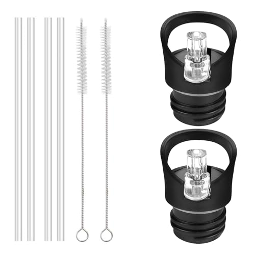 FSWWSF Bouchon Gourde 2 Pack Bouchon Gourde Isotherme Bouche Standard Bouteille d'eau Straw Lid Couvercle de Remplacement avec Paille Bouteille d'eau de Sport...