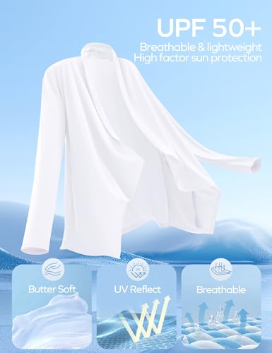 Ewedoos Women's UPF 50+ Sun Shirts Sun Protection Clothing Lightweight Cardigans with Pockets Long Sleeve Beach Cover Up3
