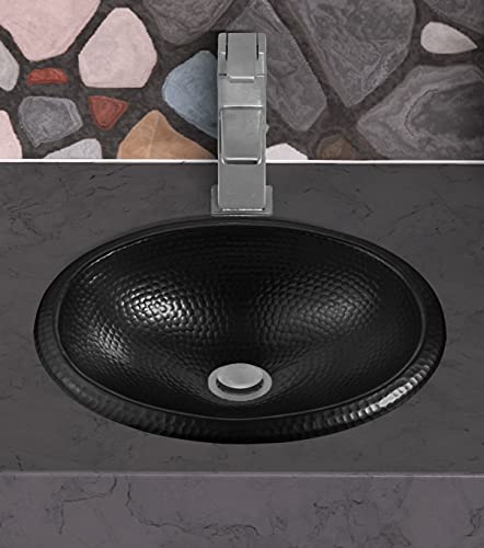 Monarch Abode 19103 Matte Black Hand Hammered Oval Drop-In Bathroom Vanity Sink thumb #2