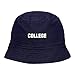 Mens Bucket Hat College Embroidered Washed Cotton Classic Bucket Hat Navy
