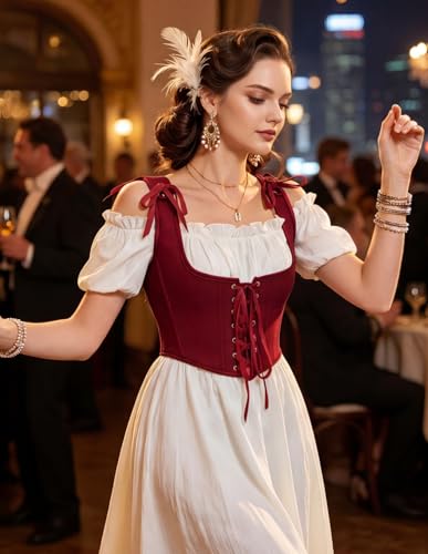 Image of Scarlet Darkness Women's Underbust Corset Top Renaissance Medieval Lace-up Boned Fairycore Pirate Corsets