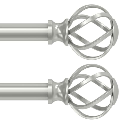 VOIIY 2 Pack Curtain Rods for Windows 18 to 45 Inch(1.5-3.75 Feet),3/4