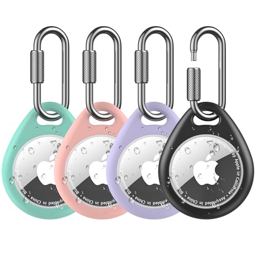 Image of for AirTag Holder for Apple Air Tag 2nd Generation 1st Gen- 4 Pack Air Tagholder Keychain with Professional Carabiner, Waterproof & Shockproof TPU Air Tag Case 2 /1 for Keys, Backpacks, Pets, Luggage