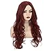Kaneles Burgundy Curly Long Wigs for Women Wave Wig Wine Red Middle Part Wigs Heat Resistant Fiber Halloween Cosplay Party Full Wigs(Wine Red)