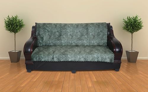 Image of 7 Seater Sofa Cover | Universal Non-Slip Fully Covered Protector for 3+2+2 Sofa Set | Durable Slipcover for Living Room Quilted Luxe (Chocolate Brown)