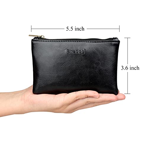 Firedog Tobacco Pouch Bag Pipe Case Rolling Storage Carrying Travel Vintage Holder Rollup Free Ciggerate Smoking Tobacco Pouch Leather Zipper Black Regular Size #TOP1