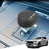 Hearsheng マツダ 新型CX-60 CX60 KH5P KH5S3P KH3R3P KH系(2022年9月~)専用本革材質シフトノブカバー 内装カスタムパーツ アクセサリー爪キズ防止 取り付け簡単 車種専用設計(黒（黒ステッチ）)
