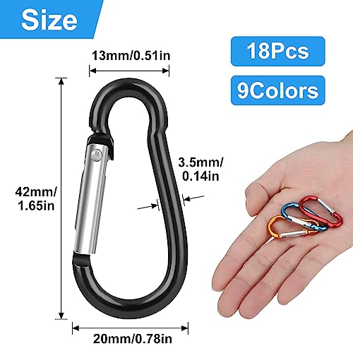 9 Stück Karabiner Klein Schlüsselanhänger Mini Karabinerhaken Karabiner Schlüsselanhänger Bunt Aluminium für Outdoor Camping Zuhause Wandern