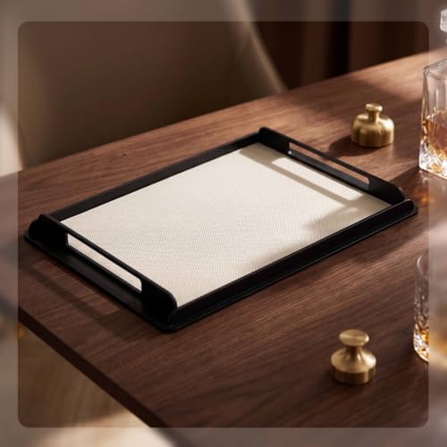 Bandeja rectangular de metal y cuero de mesa organizadora predolo 7