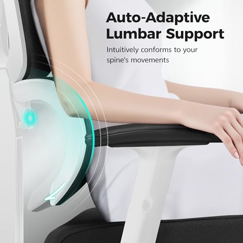 Image of Ergonomic Office Chair High Back Desk Chair with Lumbar Support, Breathable Mesh Computer Chair with Adjustable Armrests Height, Reclining Swivel Big and Tall Gaming Chair for Home Office(White)