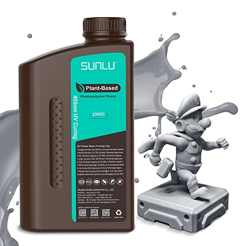 SUNLU Résine à Base de Plantes 1kg, Imprimante 3D résine photopolymère d'impression 3D UV 405nm,...