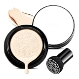 Full Coverage Foundation Makeup Cream - New Mushroom Head Air Cushion CC Glow for Mature Women, Moisturizing Concealer Brightening Tone, Natural Beige Long-Lasting Coverage, Dewy Finish All Skin Types
