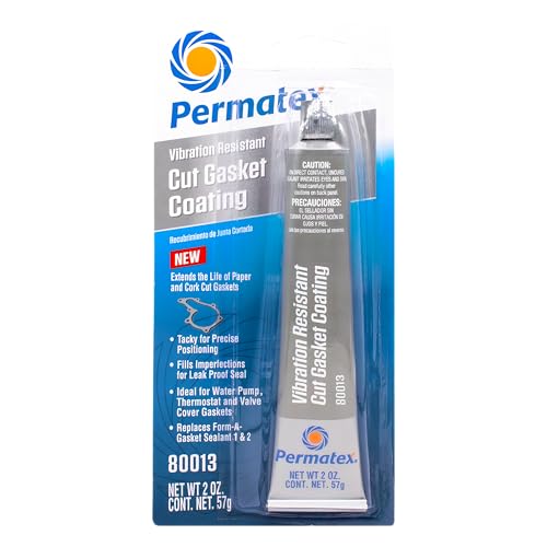 Permatex 80013 Grey Cut Gasket Coating, High Torque, Vibration-Resistant Silicone Sealant for Paper, Cork &amp; Rubber Gaskets, Extends Gasket Life, Fills Scars, Tack-Free in 1 Hr, 2 Oz