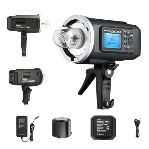 EACHSHOT Godox AD600BM Manual Version HSS 1/8000s 600W GN87 Outdoor Flash Light (Bowens Mount) with Lithium Battery 8700mAh for Canon Nikon