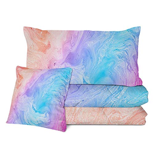 Sleepwish Tie Dye Comforter Set Teen Girl Bedding Twin Set Colorful Marble Bed Sets Cute Pink Ombre Quilt 4 Piece Modern Pastel Blue Purple Bed Spreads For Kids Teenage (Twin) #TOP1